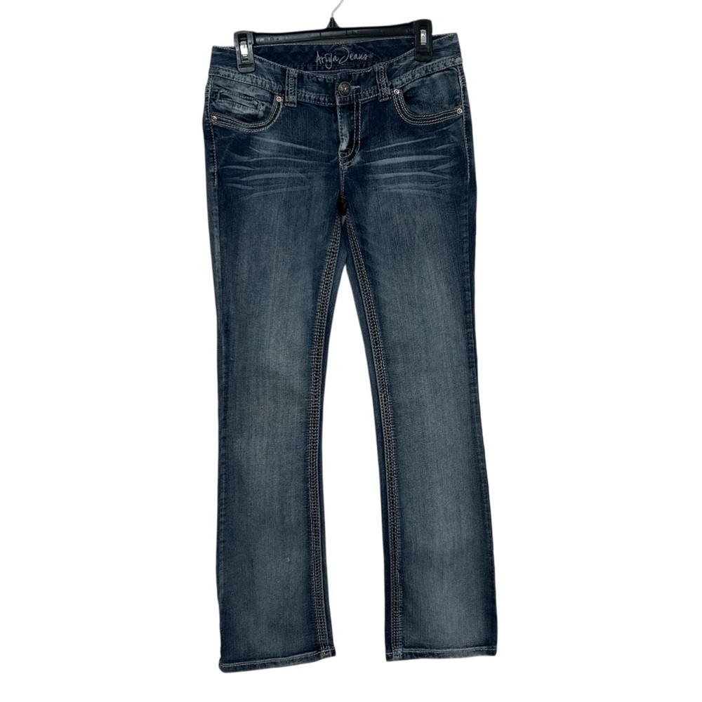 Y2K Low Rise Ariya Bootcut Jeans w/ Rhinestone Studded Pockets | Size 7/8 Reg
